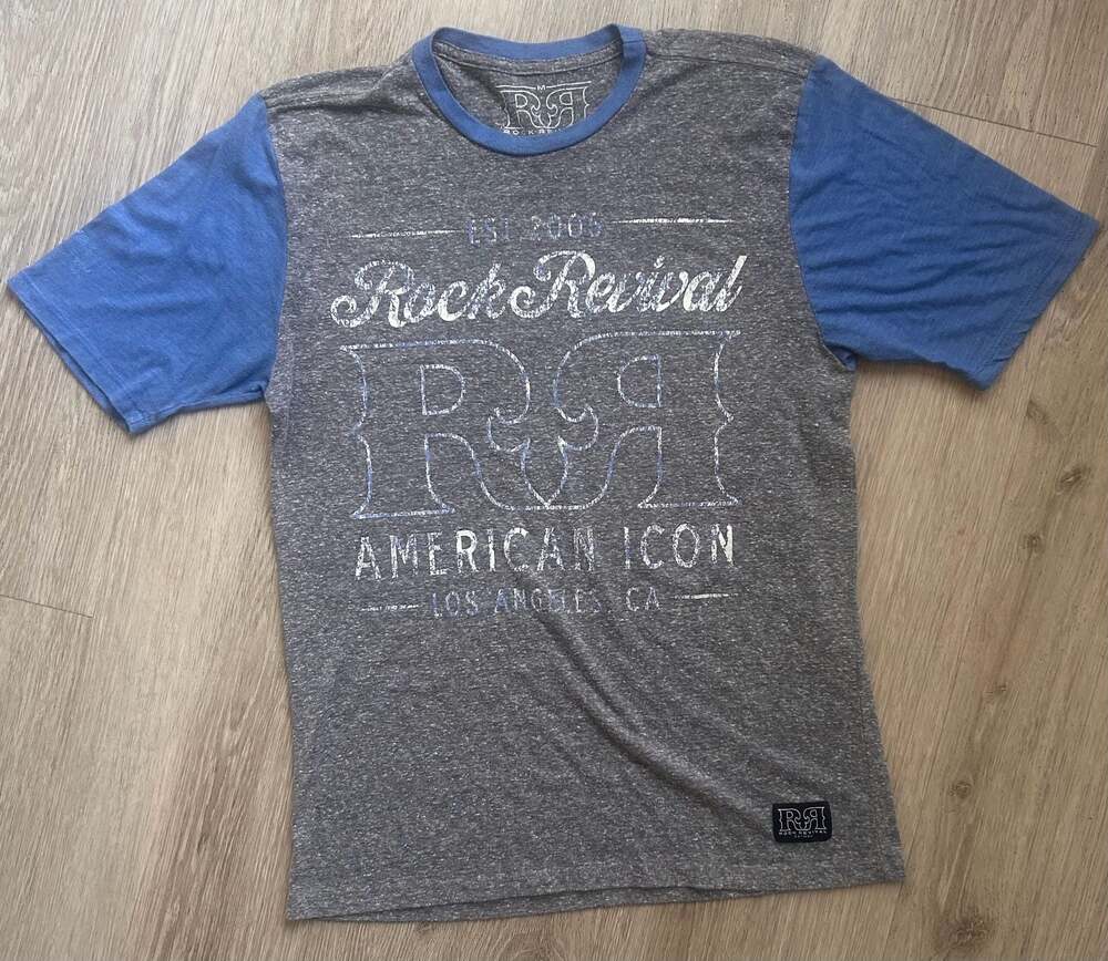 Rock Revival American Icon Los Angeles CA Graphic Ringer T-Shirt Men's M